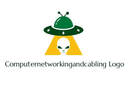 alien in the spaceship logo