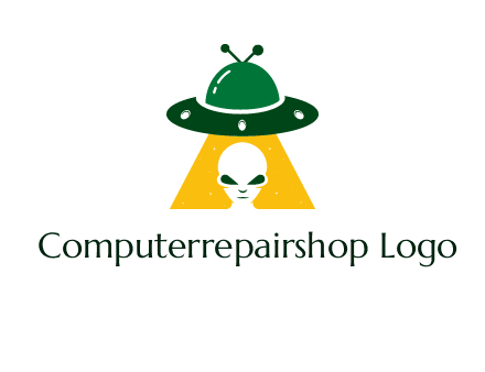 alien in the spaceship logo