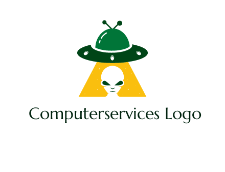 alien in the spaceship logo