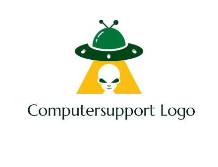 alien in the spaceship logo