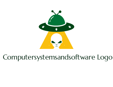 alien in the spaceship logo
