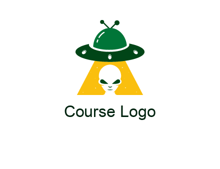 alien in the spaceship logo