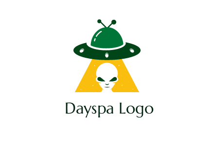 alien in the spaceship logo