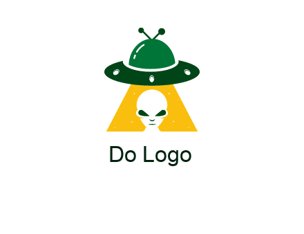 alien in the spaceship logo