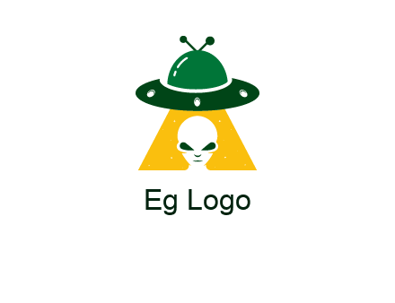 alien in the spaceship logo