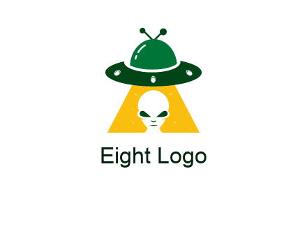 alien in the spaceship logo