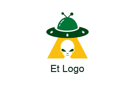alien in the spaceship logo