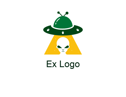 alien in the spaceship logo