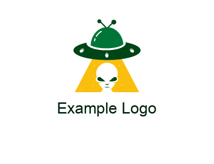 alien in the spaceship logo