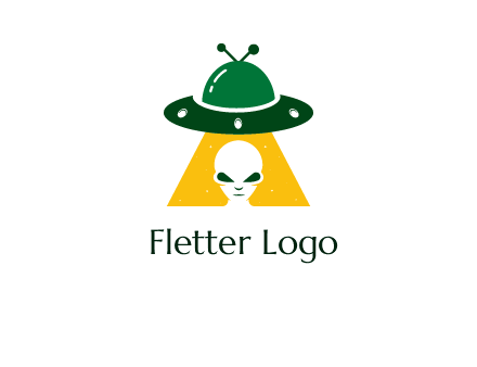 alien in the spaceship logo