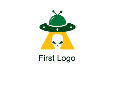 alien in the spaceship logo