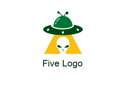 alien in the spaceship logo