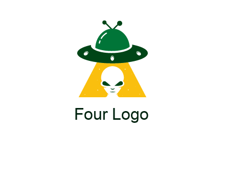 alien in the spaceship logo