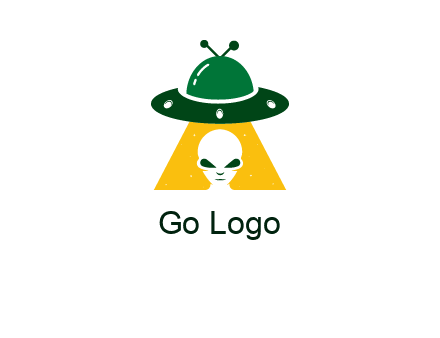 alien in the spaceship logo