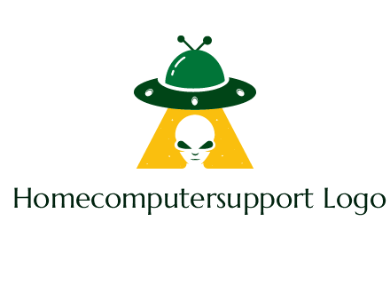 alien in the spaceship logo