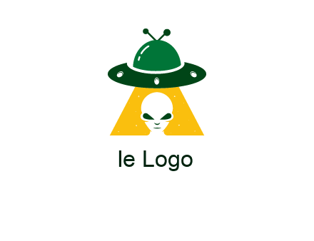 alien in the spaceship logo