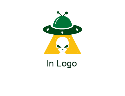 alien in the spaceship logo