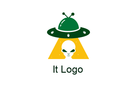 alien in the spaceship logo