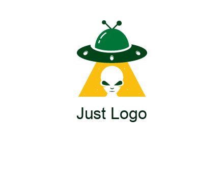 alien in the spaceship logo