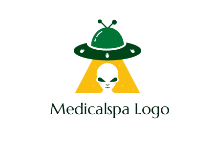 alien in the spaceship logo