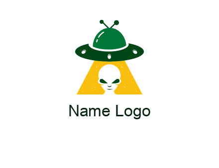alien in the spaceship logo