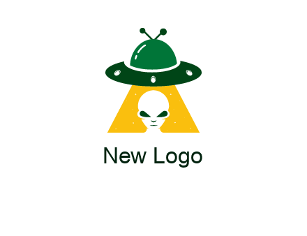 alien in the spaceship logo