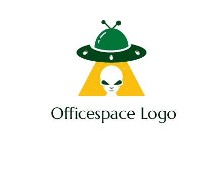 alien in the spaceship logo