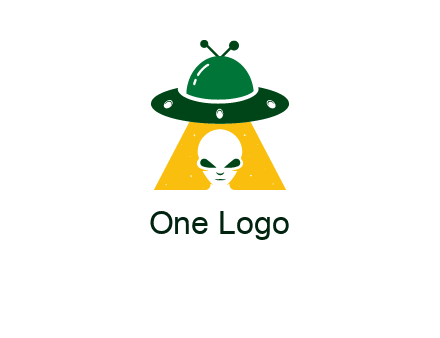alien in the spaceship logo