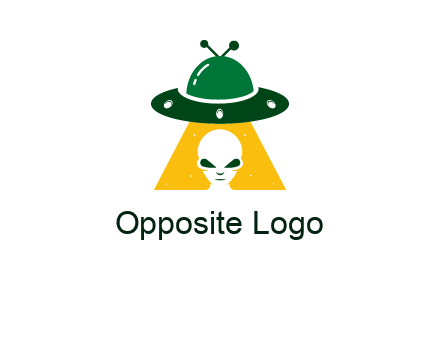 alien in the spaceship logo