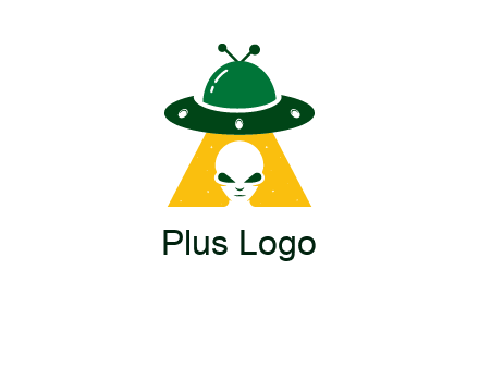 alien in the spaceship logo