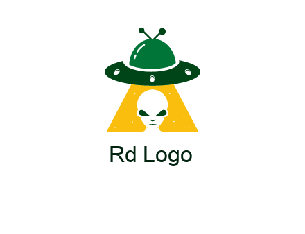 alien in the spaceship logo