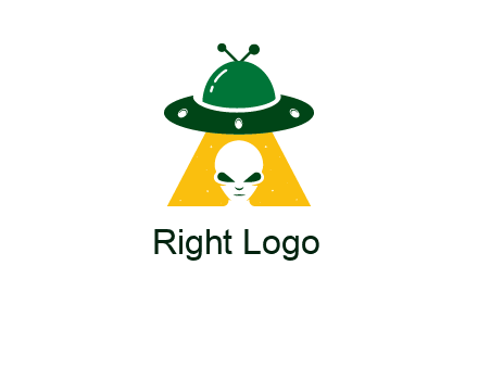alien in the spaceship logo