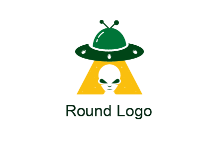 alien in the spaceship logo