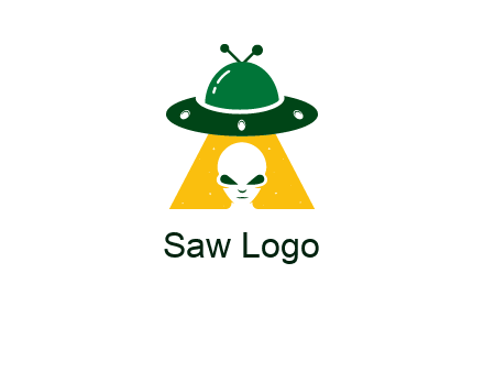 alien in the spaceship logo