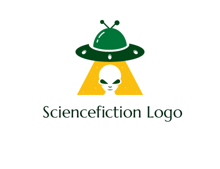 alien in the spaceship logo