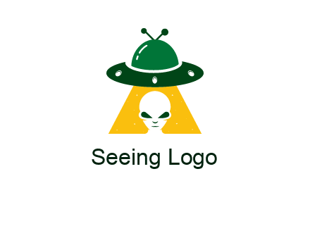 alien in the spaceship logo