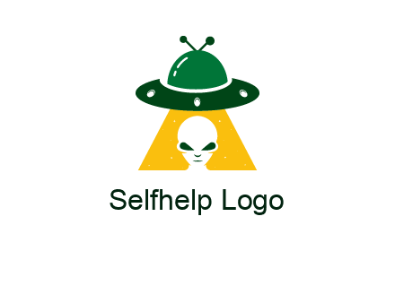 alien in the spaceship logo