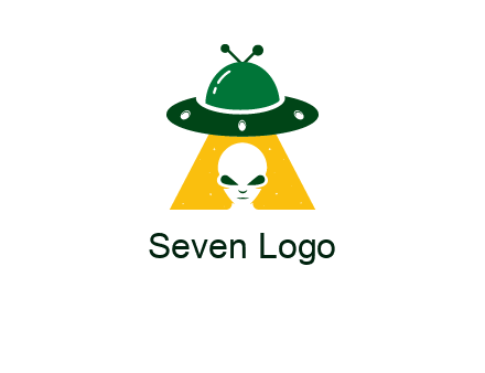 alien in the spaceship logo