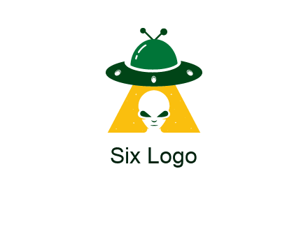 alien in the spaceship logo