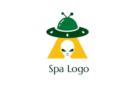 alien in the spaceship logo