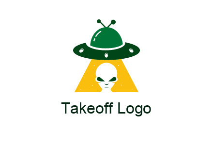 alien in the spaceship logo