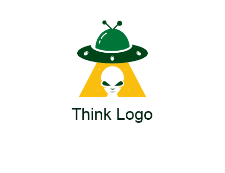 alien in the spaceship logo