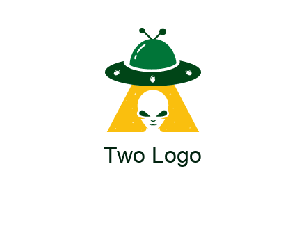 alien in the spaceship logo