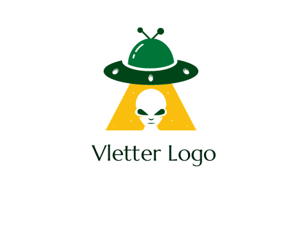 alien in the spaceship logo