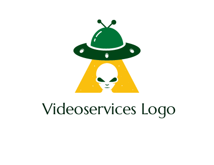 alien in the spaceship logo