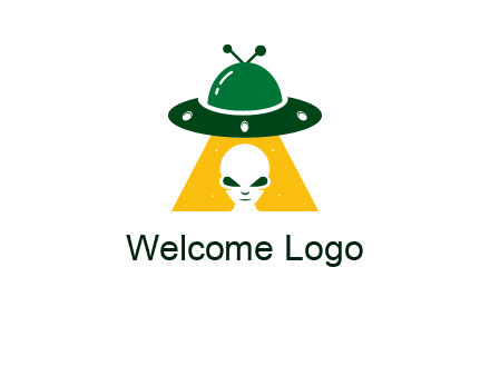 alien in the spaceship logo