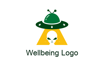 alien in the spaceship logo