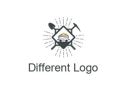 mine trolley with construction tools logo