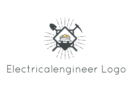 mine trolley with construction tools logo