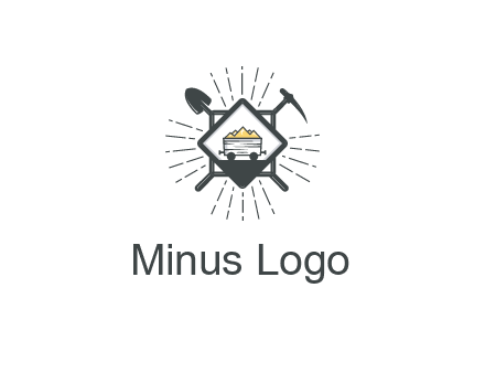 mine trolley with construction tools logo